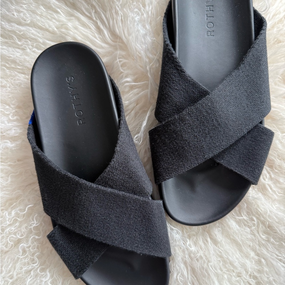 Rothy's Women's Black Slide Sandals, size 7W